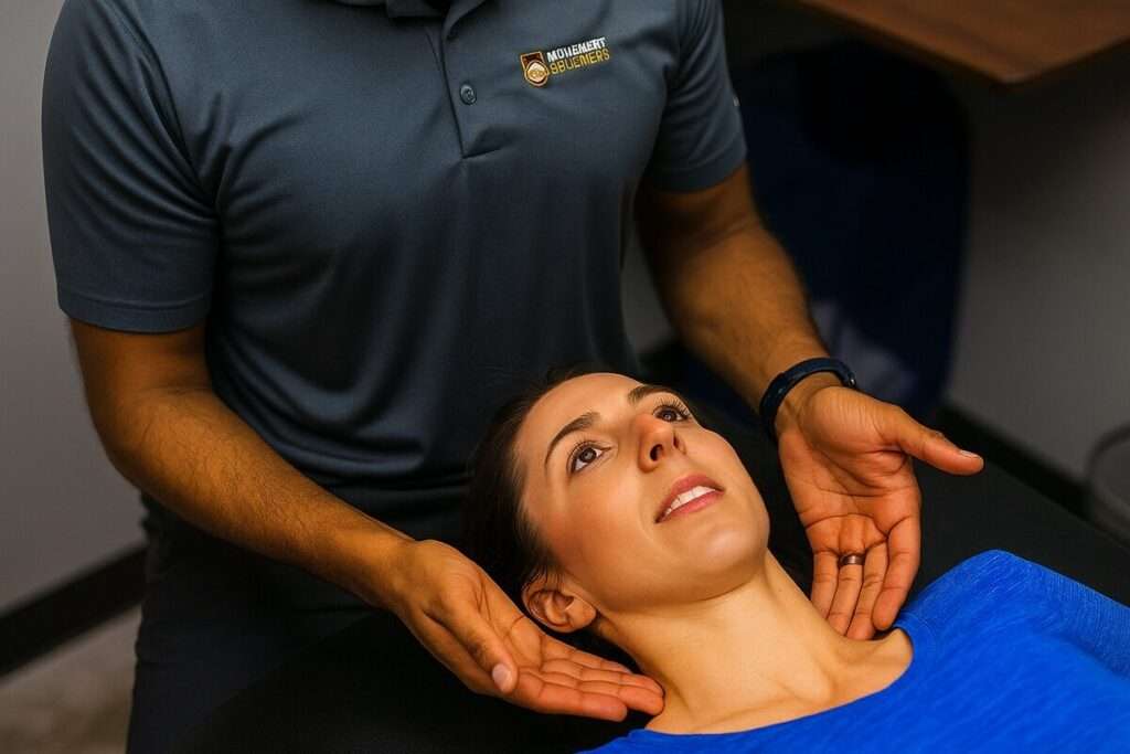Physical therapy for neck pain session with a Greenville therapist.